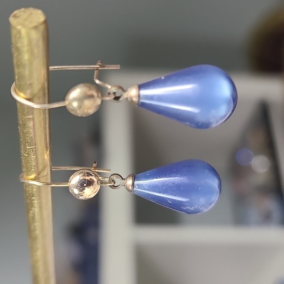 12k gold filled  blue / white moon glow drop earrings Bundle - Picture 6 of 16